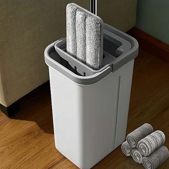 Cette Serpillere permet un essorage vertical sans effort