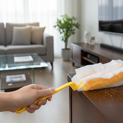 Notre Plumeau attire et retient la poussière