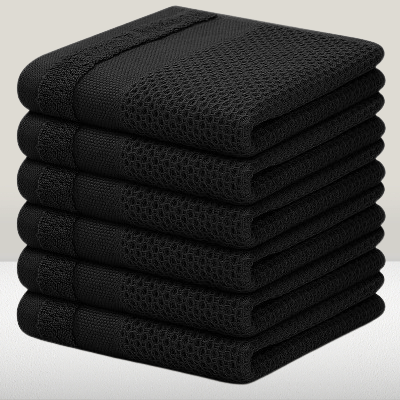 Torchons de Cuisine - CottonTowelsSoft™ - Noir - VertLaVie